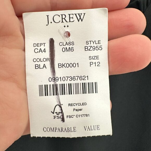 J. Crew Factory Mini Dress Ruffle‎ Neck Black Suiting Career Office Feminine 12P - Picture 6 of 9